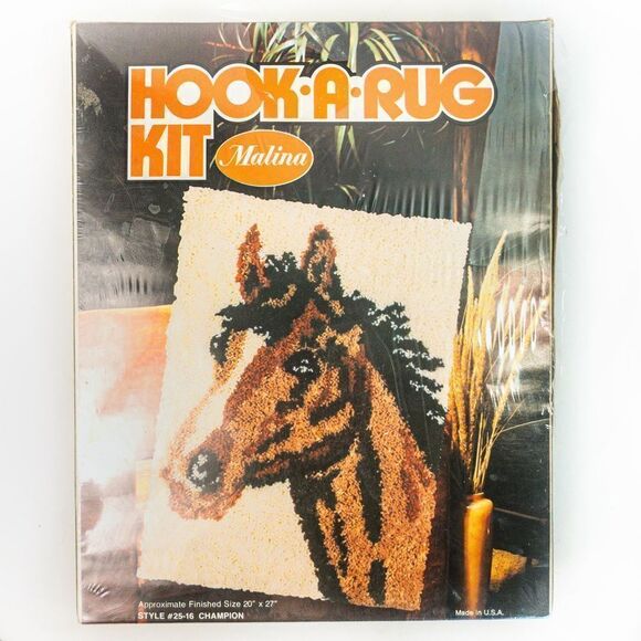 Vintage NIB Hook-A-Rug Champion Chestnut Horse Craft Kit - Picture 6 of 6